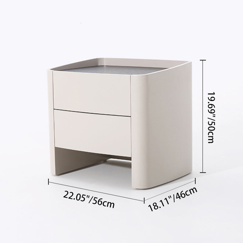 Timeless French Elegance Faux Leather Nightstand - Premium Dual Materials & Silky-Smooth Large 2-Drawer Bedside Table For Bedroom Lumendat