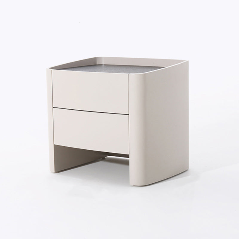 Timeless French Elegance Faux Leather Nightstand - Premium Dual Materials & Silky-Smooth Large 2-Drawer Bedside Table For Bedroom Lumendat