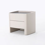 Timeless French Elegance Faux Leather Nightstand - Premium Dual Materials & Silky-Smooth Large 2-Drawer Bedside Table For Bedroom Lumendat