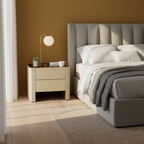 Timeless French Elegance Faux Leather Nightstand - Premium Dual Materials & Silky-Smooth Large 2-Drawer Bedside Table For Bedroom Lumendat