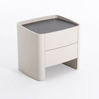 Timeless French Elegance Faux Leather Nightstand - Premium Dual Materials & Silky-Smooth Large 2-Drawer Bedside Table For Bedroom Lumendat