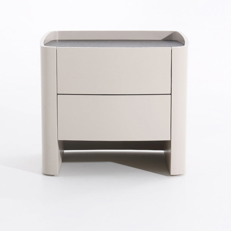 Timeless French Elegance Faux Leather Nightstand - Premium Dual Materials & Silky-Smooth Large 2-Drawer Bedside Table For Bedroom Lumendat