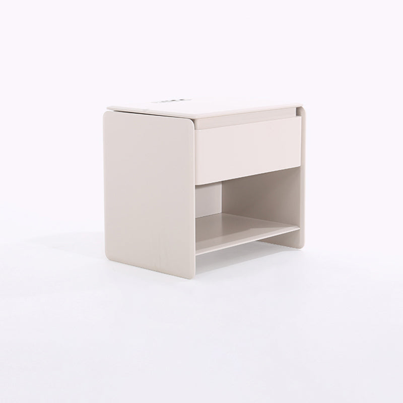 Modern Minimalist Nightstand - Wireless Charging & Easy-Clean Baking Paint Bedside Table -Drawer For Bedroom Lumendat
