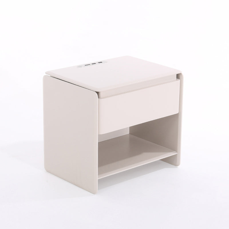 Modern Minimalist Nightstand - Wireless Charging & Easy-Clean Baking Paint Bedside Table -Drawer For Bedroom Lumendat