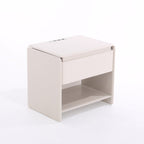 Modern Minimalist Nightstand - Wireless Charging & Easy-Clean Baking Paint Bedside Table -Drawer For Bedroom Lumendat