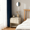 Modern Minimalist Nightstand - Wireless Charging & Easy-Clean Baking Paint Bedside Table -Drawer For Bedroom Lumendat