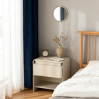 Modern Minimalist Nightstand - Wireless Charging & Easy-Clean Baking Paint Bedside Table -Drawer For Bedroom Lumendat