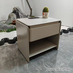 Modern Minimalist Nightstand - Wireless Charging & Easy-Clean Baking Paint Bedside Table -Drawer For Bedroom Lumendat