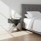 Contemporary Industrial Round Nightstand - Saddle Leather Finish Bedside Table 1-Drawer For Bedroom Lumendat