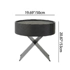 Contemporary Industrial Round Nightstand - Saddle Leather Finish Bedside Table 1-Drawer For Bedroom Lumendat