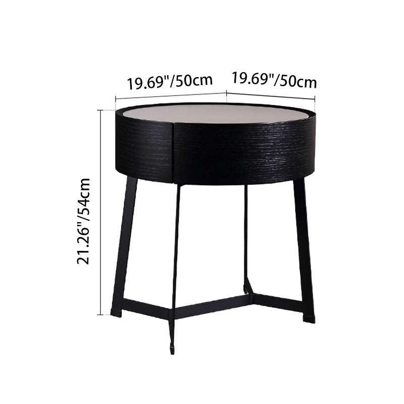 Dual-Material Bedside Table - Corrosion-Resistant Nightstand 1-Drawer For Bedroom Lumendat
