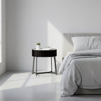 Dual-Material Bedside Table - Corrosion-Resistant Nightstand 1-Drawer For Bedroom Lumendat
