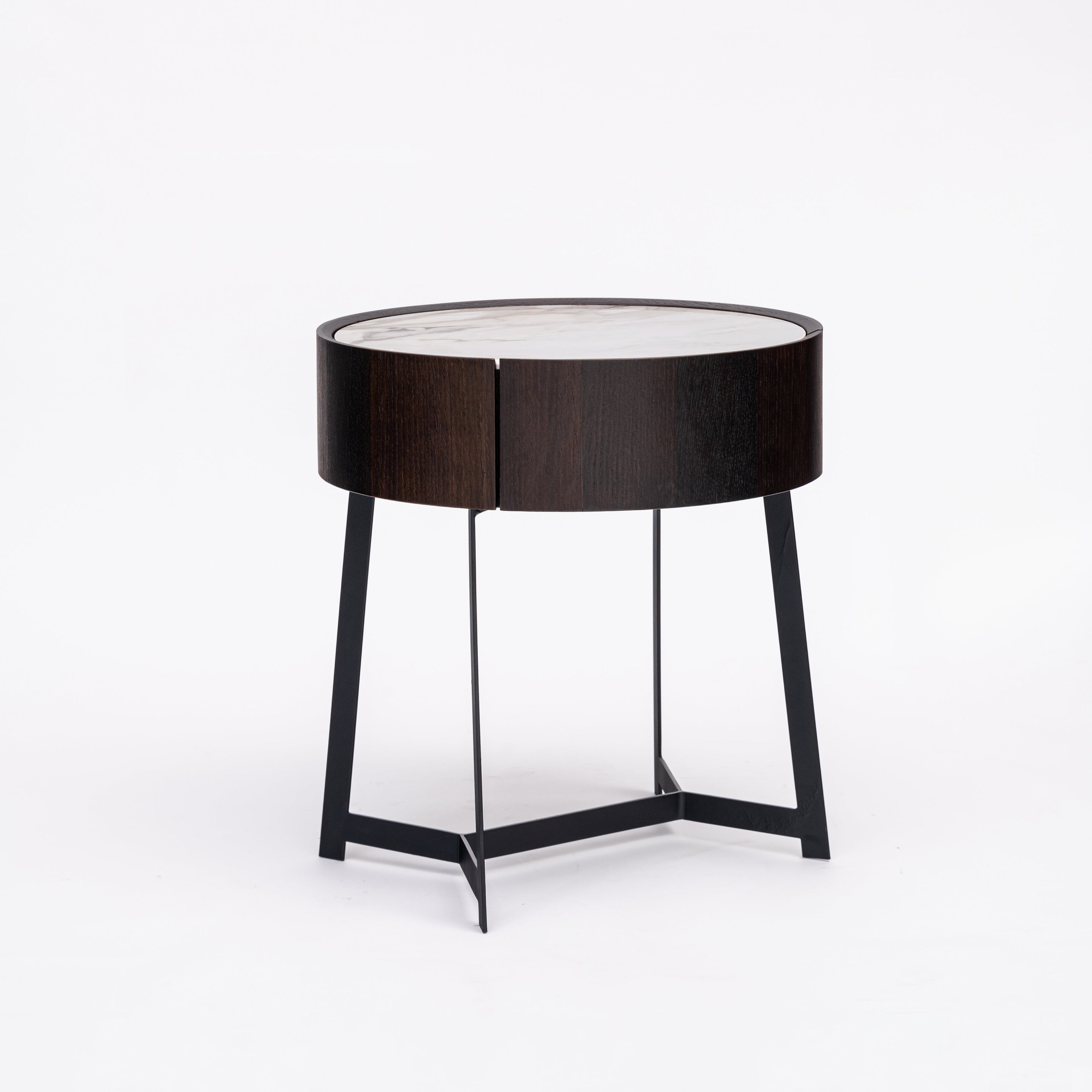 Dual-Material Bedside Table - Corrosion-Resistant Nightstand 1-Drawer For Bedroom Lumendat