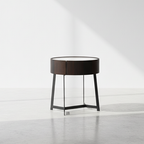 Dual-Material Bedside Table - Corrosion-Resistant Nightstand 1-Drawer For Bedroom Lumendat