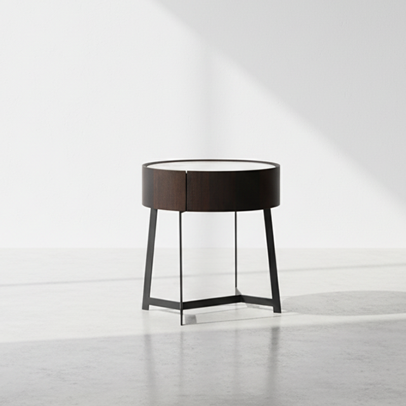 Dual-Material Bedside Table - Corrosion-Resistant Nightstand 1-Drawer For Bedroom Lumendat