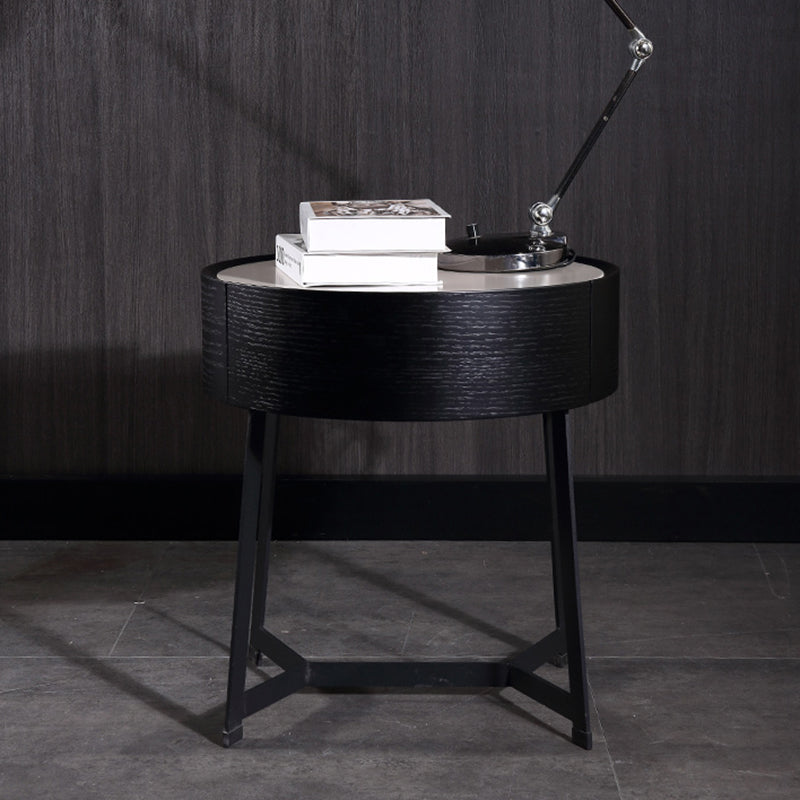 Dual-Material Bedside Table - Corrosion-Resistant Nightstand 1-Drawer For Bedroom Lumendat