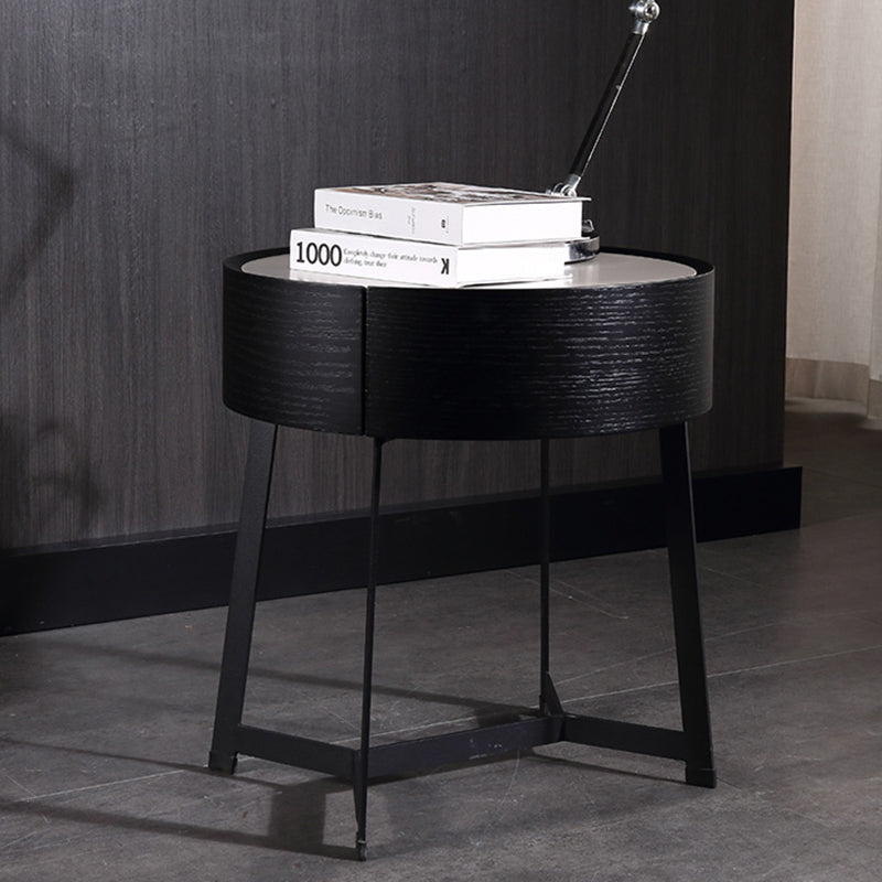 Dual-Material Bedside Table - Corrosion-Resistant Nightstand 1-Drawer For Bedroom Lumendat
