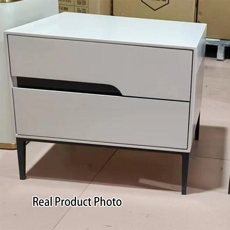 Baked-Enamel Bedside Table - Hassle-Free Access Nightstand 2-Drawer For Bedroom Lumendat