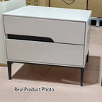 Baked-Enamel Bedside Table - Hassle-Free Access Nightstand 2-Drawer For Bedroom Lumendat