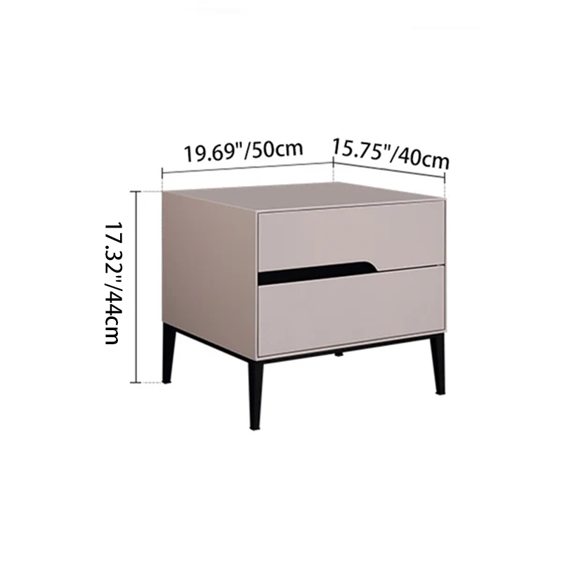 Baked-Enamel Bedside Table - Hassle-Free Access Nightstand 2-Drawer For Bedroom Lumendat