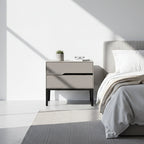 Baked-Enamel Bedside Table - Hassle-Free Access Nightstand 2-Drawer For Bedroom Lumendat