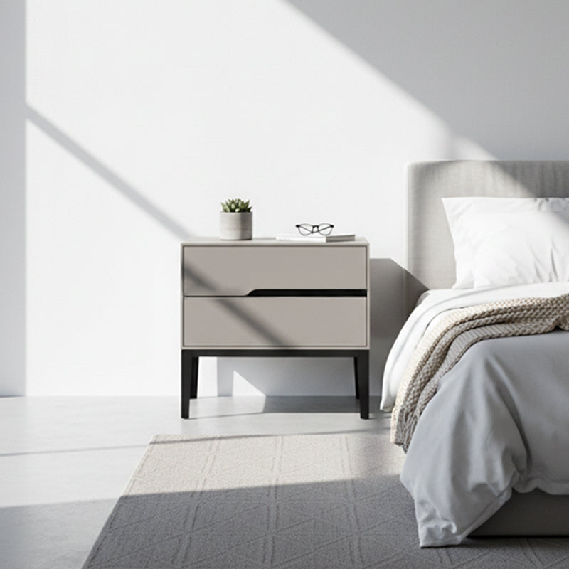 Baked-Enamel Bedside Table - Hassle-Free Access Nightstand 2-Drawer For Bedroom Lumendat