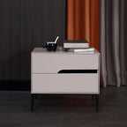 Baked-Enamel Bedside Table - Hassle-Free Access Nightstand 2-Drawer For Bedroom Lumendat