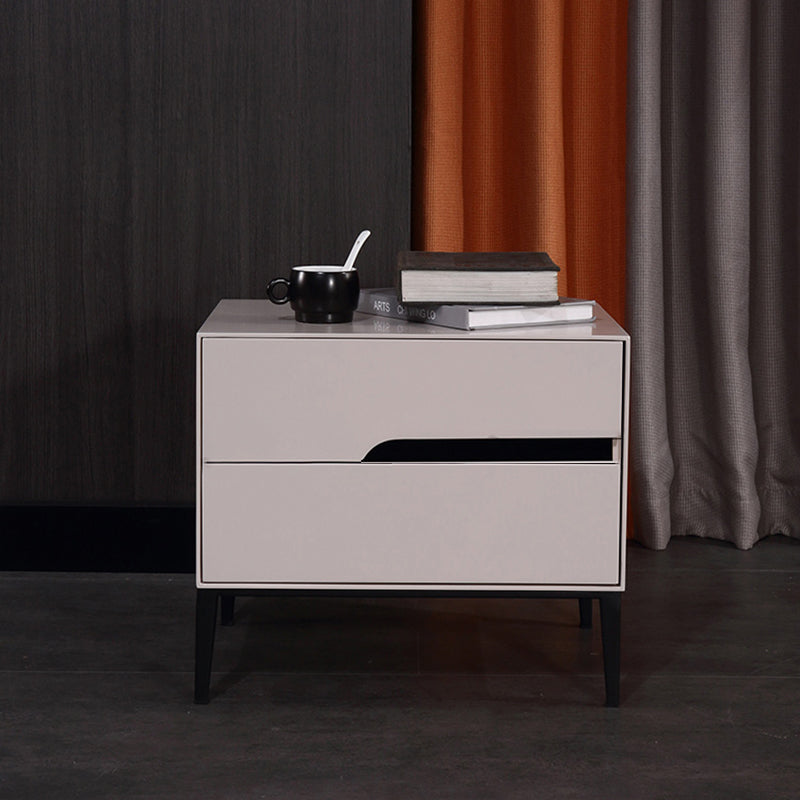 Baked-Enamel Bedside Table - Hassle-Free Access Nightstand 2-Drawer For Bedroom Lumendat
