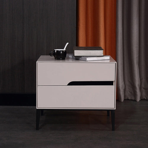 Baked-Enamel Bedside Table - Hassle-Free Access Nightstand 2-Drawer For Bedroom Lumendat