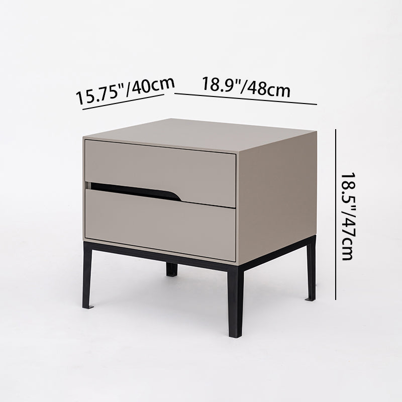 Baked-Enamel Bedside Table - Hassle-Free Access Nightstand 2-Drawer For Bedroom Lumendat