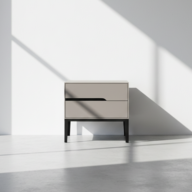 Baked-Enamel Bedside Table - Hassle-Free Access Nightstand 2-Drawer For Bedroom Lumendat