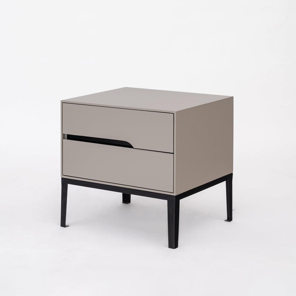 Baked-Enamel Bedside Table - Hassle-Free Access Nightstand 2-Drawer For Bedroom Lumendat
