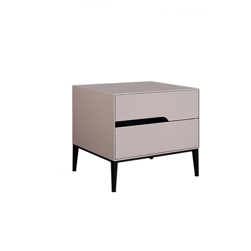 Baked-Enamel Bedside Table - Hassle-Free Access Nightstand 2-Drawer For Bedroom Lumendat
