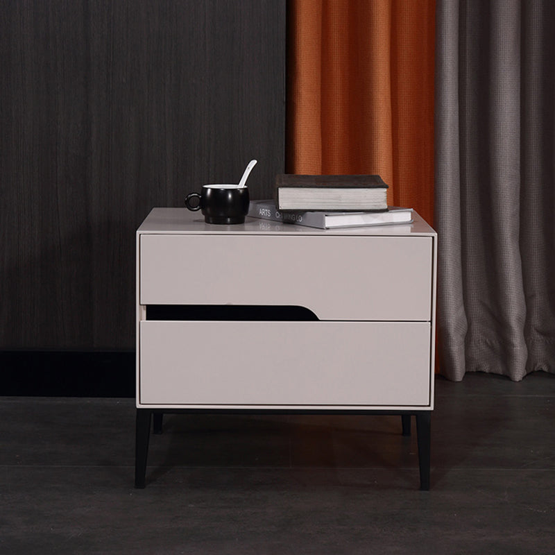 Baked-Enamel Bedside Table - Hassle-Free Access Nightstand 2-Drawer For Bedroom Lumendat