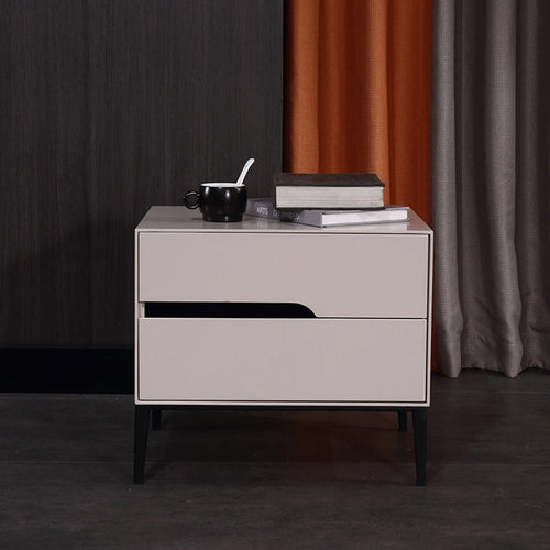 Baked-Enamel Bedside Table - Hassle-Free Access Nightstand 2-Drawer For Bedroom Lumendat