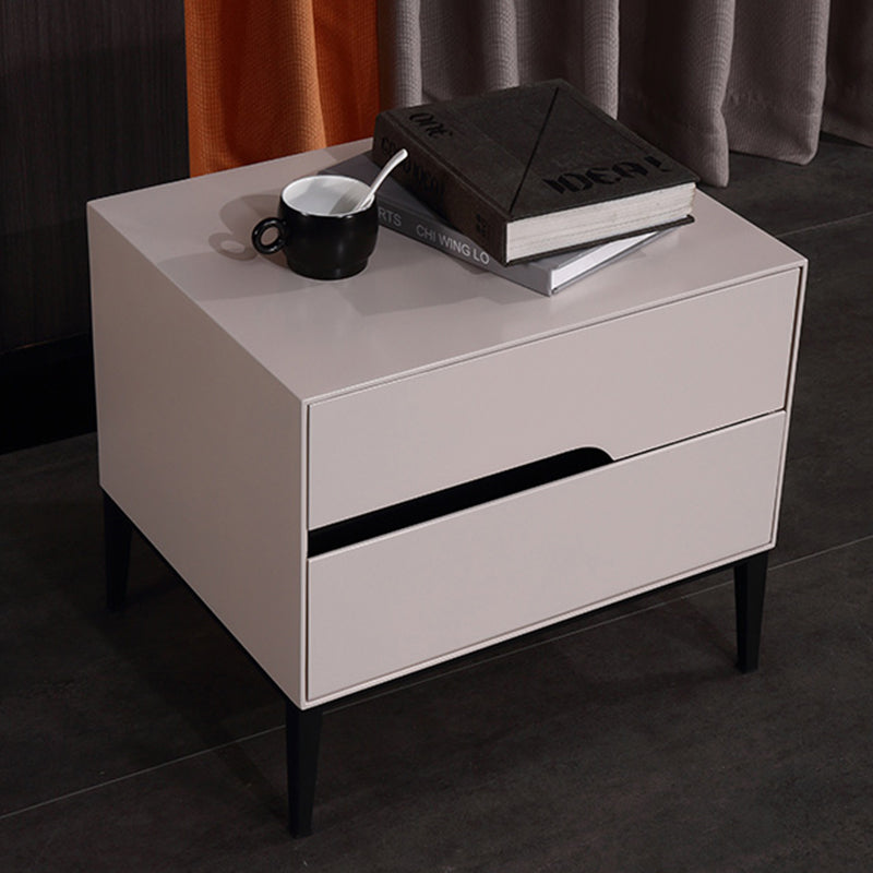 Baked-Enamel Bedside Table - Hassle-Free Access Nightstand 2-Drawer For Bedroom Lumendat