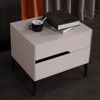 Baked-Enamel Bedside Table - Hassle-Free Access Nightstand 2-Drawer For Bedroom Lumendat