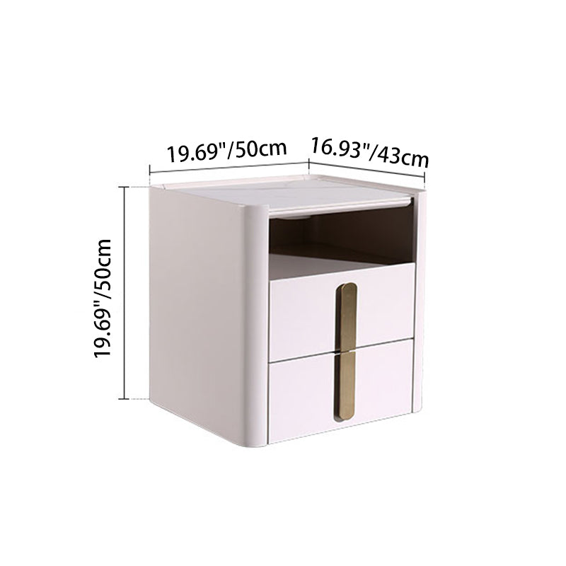 E1-Class Dual-Material Nightstand - Luxury Design & Practical Function Bedside Table 2-Drawer For Bedroom Lumendat
