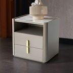 E1-Class Dual-Material Nightstand - Luxury Design & Practical Function Bedside Table 2-Drawer For Bedroom Lumendat