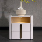 E1-Class Dual-Material Nightstand - Luxury Design & Practical Function Bedside Table 2-Drawer For Bedroom Lumendat