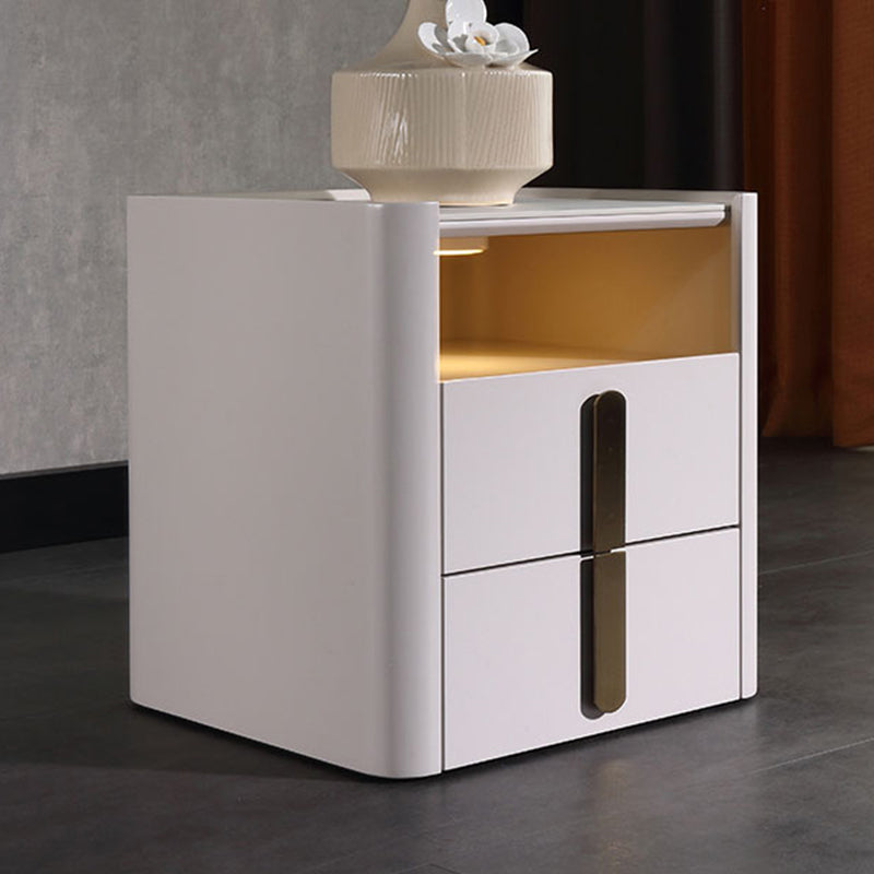 E1-Class Dual-Material Nightstand - Luxury Design & Practical Function Bedside Table 2-Drawer For Bedroom Lumendat