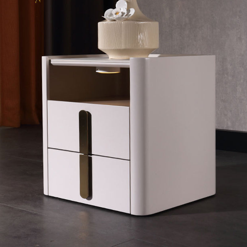 E1-Class Dual-Material Nightstand - Luxury Design & Practical Function Bedside Table 2-Drawer For Bedroom Lumendat