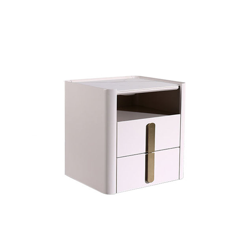 E1-Class Dual-Material Nightstand - Luxury Design & Practical Function Bedside Table 2-Drawer For Bedroom Lumendat