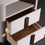 E1-Class Dual-Material Nightstand - Luxury Design & Practical Function Bedside Table 2-Drawer For Bedroom Lumendat