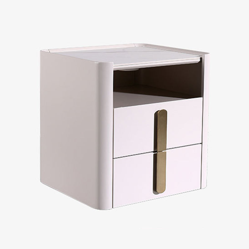 E1-Class Dual-Material Nightstand - Luxury Design & Practical Function Bedside Table 2-Drawer For Bedroom Lumendat
