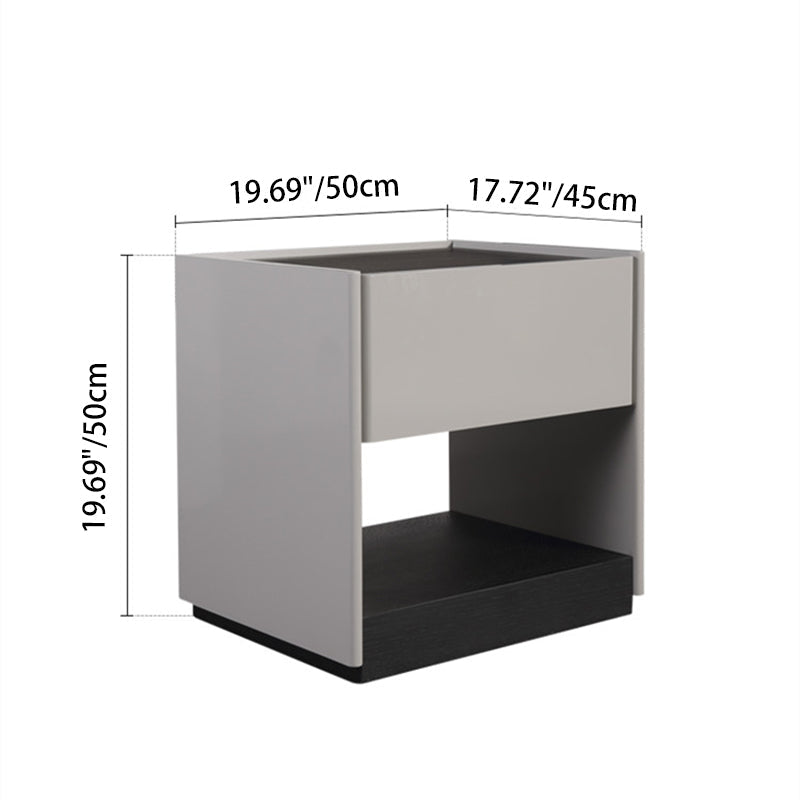 Premium Wood Veneer Nightstand - Sleek Design & Durable Build Bedside Table 1-Drawer For Bedroom Lumendat