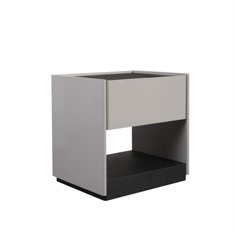 Premium Wood Veneer Nightstand - Sleek Design & Durable Build Bedside Table 1-Drawer For Bedroom Lumendat