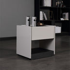 Premium Wood Veneer Nightstand - Sleek Design & Durable Build Bedside Table 1-Drawer For Bedroom Lumendat
