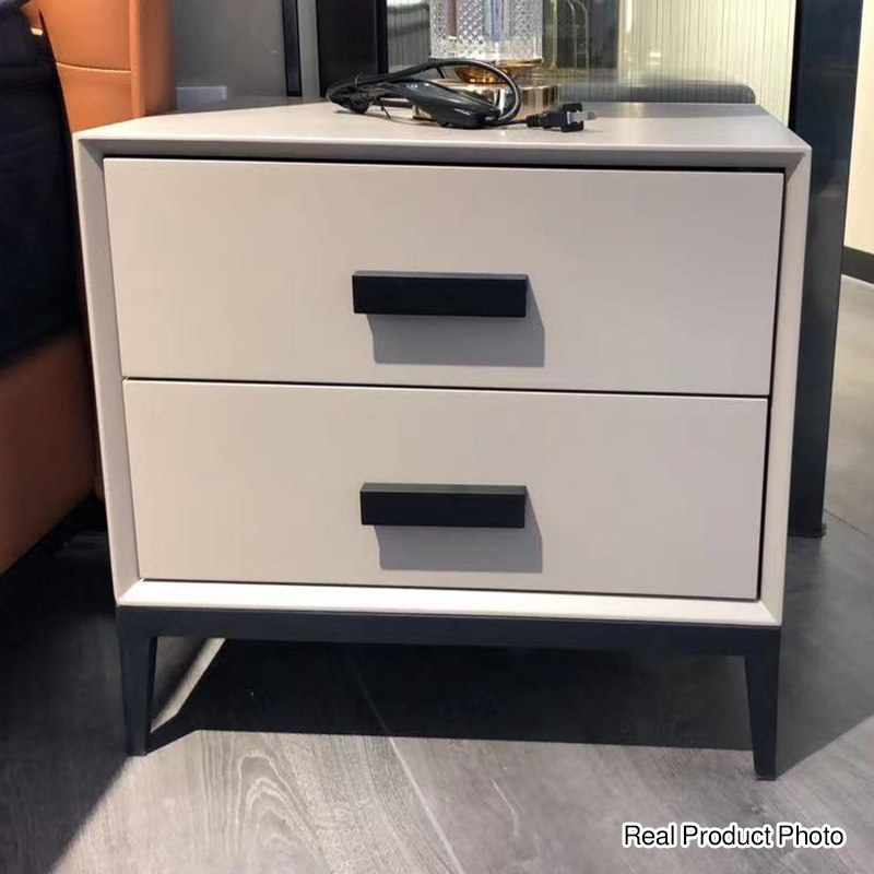 Eco-Friendly Nightstand - Scandinavian Aesthetic Iron-Leg Bedside Table 2-Drawer For Bedroom Lumendat