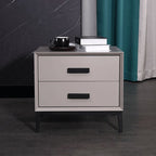 Eco-Friendly Nightstand - Scandinavian Aesthetic Iron-Leg Bedside Table 2-Drawer For Bedroom Lumendat